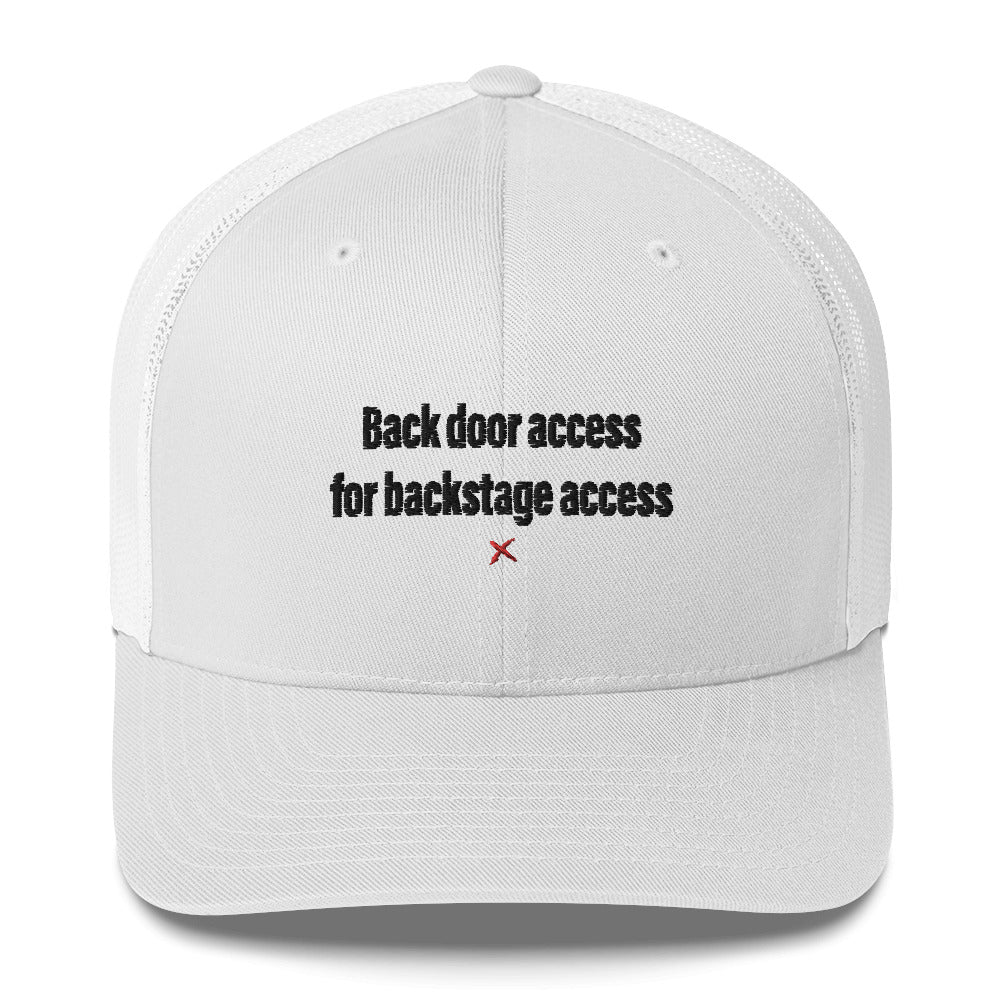 Back door access for backstage access - Hat