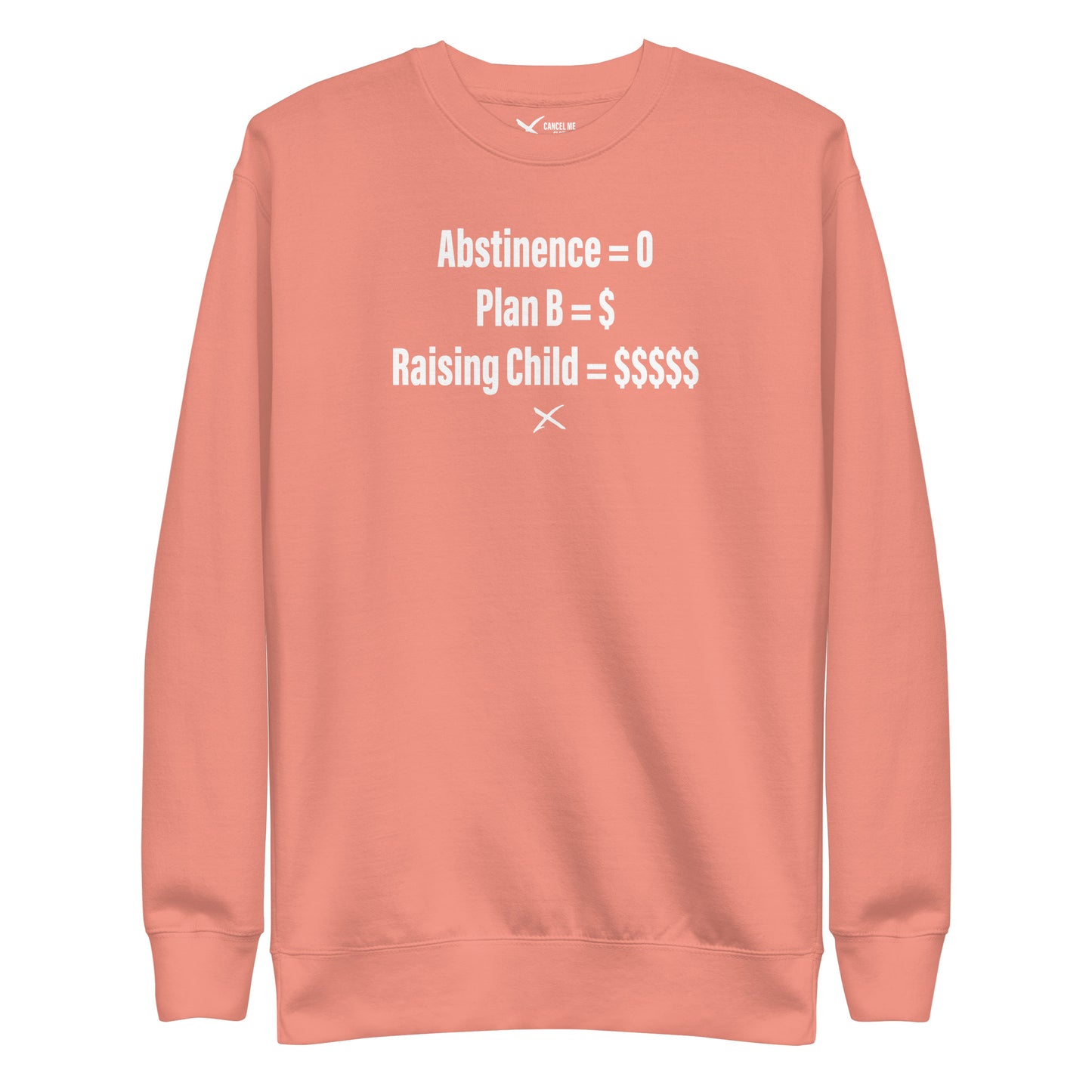 Abstinence = 0 Plan B = $ Raising Child = $$$$$ - Sweatshirt